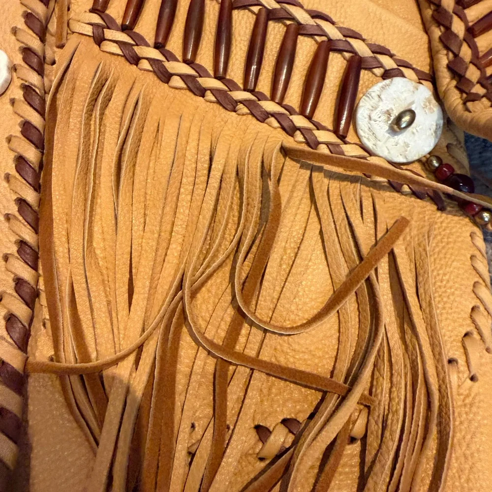 Fringed tan leather rusty dorr  Jacket - Picture 11 of 15